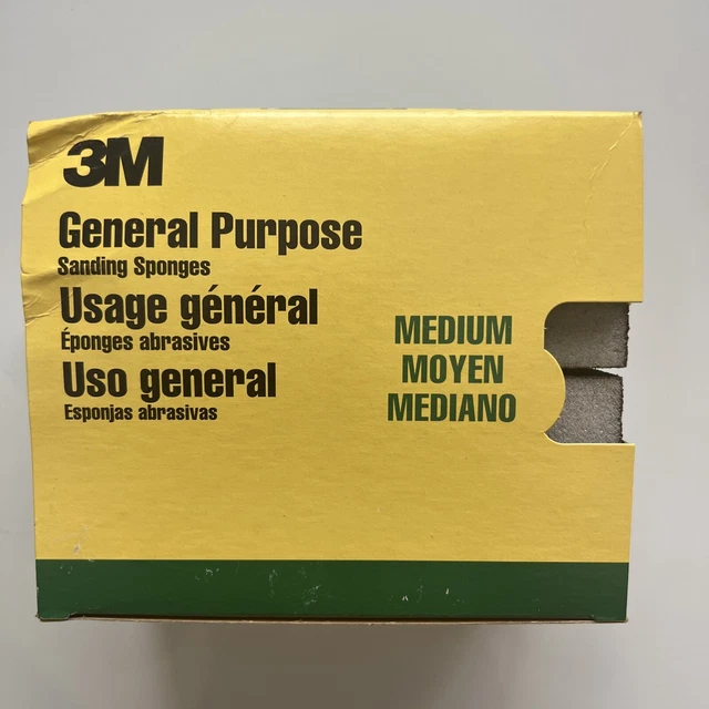3M Sanding Sponge, 3 3/4" x 2 5/8", Medium, Resists clogging, 12 count