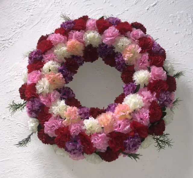 Handmade Artificial Silk Funeral Flower Wreath Ring Tribute Memorial