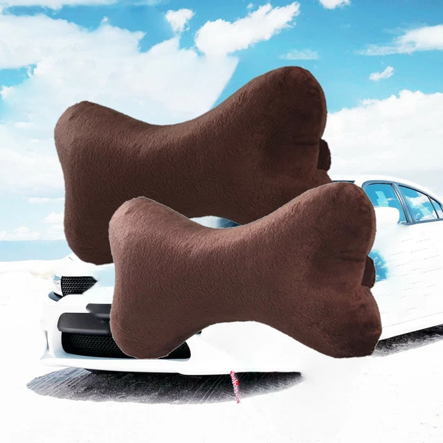 2 pcs Dog Bone Car Neck Pillow Head Rest Memory Foam Travel Trip Posture Support