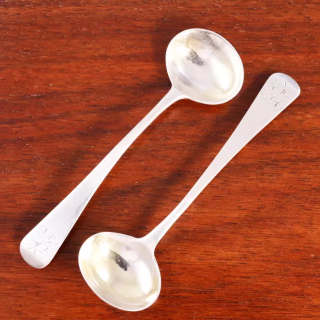 2 William Skeen Georgian Sterling Silver Master Salt / Condiment Spoons 1780