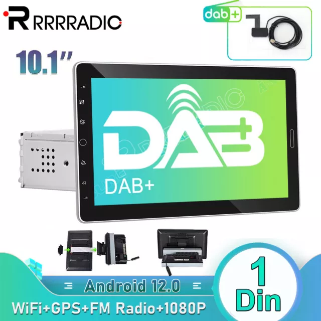 Mit DAB+ 1 DIN Android 12.0 Autoradio 10.1" Touch Screen GPS Navi BT WIFI FM RDS