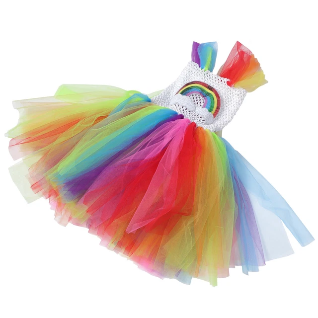 Abito ragazza senza maniche Abito arcobaleno vestito grazioso abito