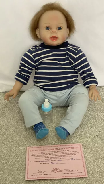 NPK Baby Boy Doll with Clothing & Birth Cert., Pinky Reborn Doll, Collectible