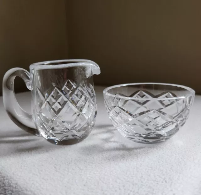 Vintage Ireland Waterford Crystal Mini Creamer Open Sugar Bowl - Pristine!