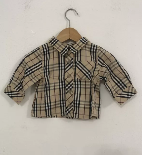 BURBERRY Camicia bambina neonata beige fantasia classica Tg 3 mesi Cotone Cotton