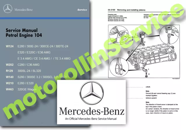 Mercedes m104 6 Cylinder Engine Service Manual w140 S280 S320 300SE 3.2 Workshop