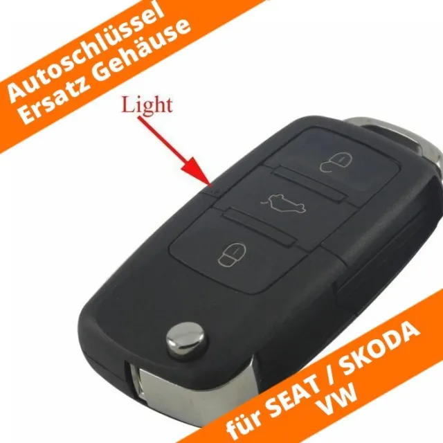 Klappschlüssel 3 Tasten Autoschlüssel Gehäuse Fernbedienung für VW Skoda Seat