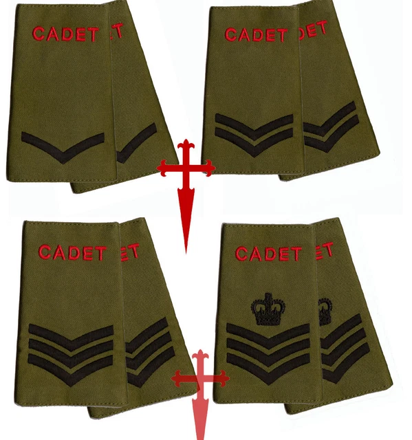 ALL RANKS PAIR of ACF / CCF RANK SLIDES for MTP ( Army Cadet Force ...
