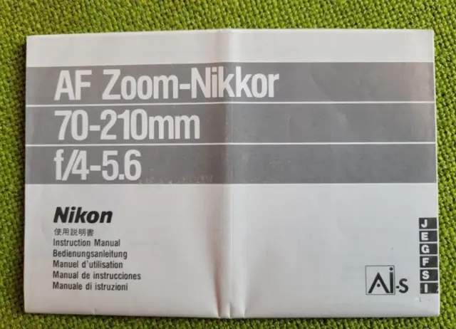 Nikon AF ZOOM-NIKKOR 70-210mm f/4-5,6 Bedienungsanleitung