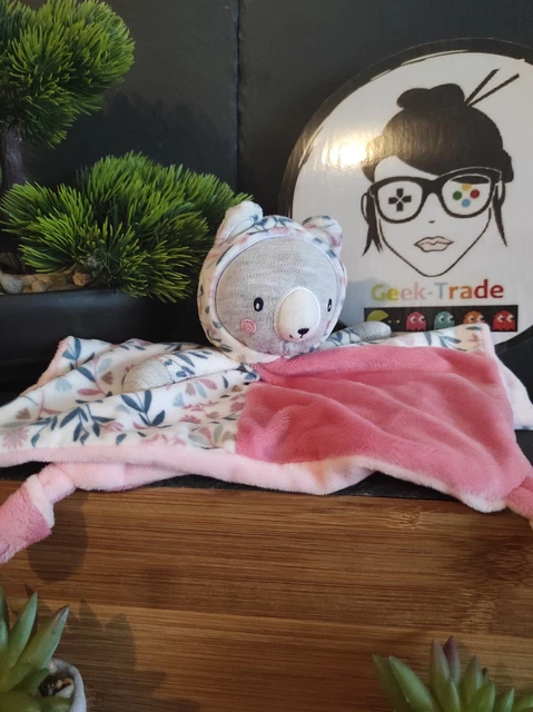Doudou Knuffel Comforter Ours Gémo Gris Rose Bleu Fleur Capuche #geektradedoudou