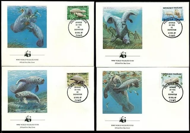 Togo 1984 WWF, FDC, Manatee, Seal, Marine Life