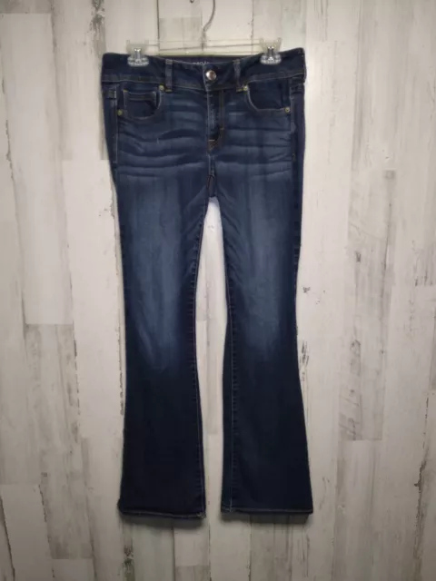 American Eagle Jeans Women's 8  Kick Boot Dark Wash Blue Stretch Denim