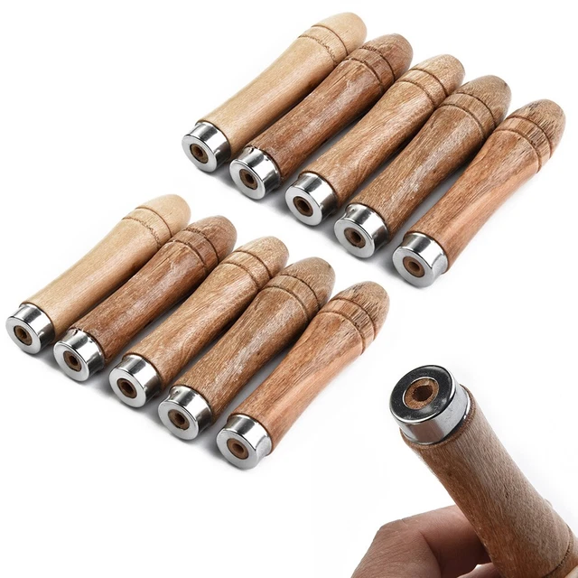 Hochwertig Langlebig Holzgriffe Datei-Tool Metallkragen Stark 5 Stück Ersatz