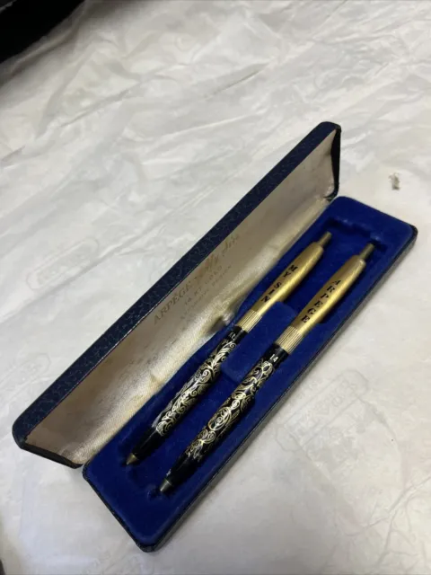 VINTAGE 14 KT Gold Filigree Perfumed Pen Set Need New Ink $9.99 - PicClick