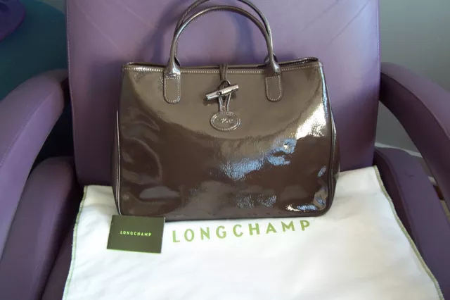Longchamp Roseau Box Patent Leather Medium Tote – New - $620