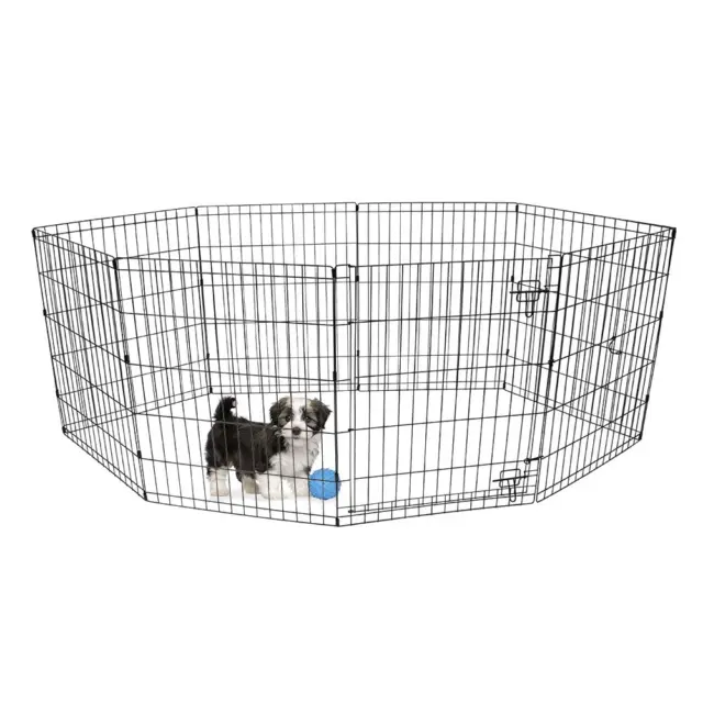 Indoor Outdoor Pet Exercise Play Pen 24"H Black Dog Play Yard Playpen Fence NEW