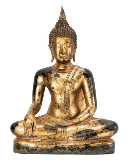 Antique Thai Bronze Seated Buddha in Sukhothai style, 19th century.