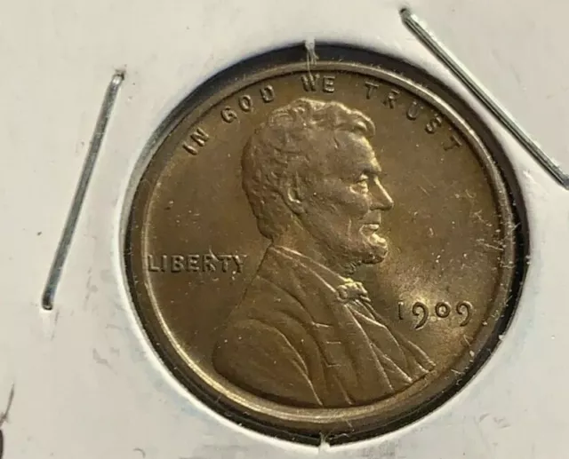 1909-P VDB Lincoln Wheat Cent Penny (BU - Brown) Toned - Old U.S. Coins