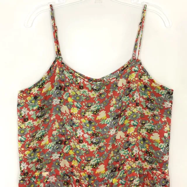 Lucca Couture Size Large Floral Sleeveless Romper Spaghetti Strap Red Grey EUC 2