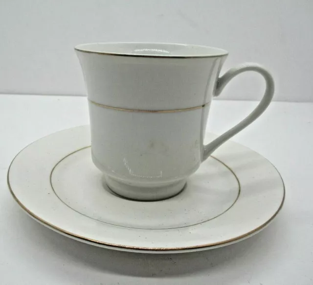 Classic Gold 215 Coffee Tea Cup and Saucer White w Gold Trim 1998