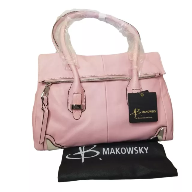 B. Makowsky Signature of Luxury Leather Cherry Blossom Large Handbag NIP Tags