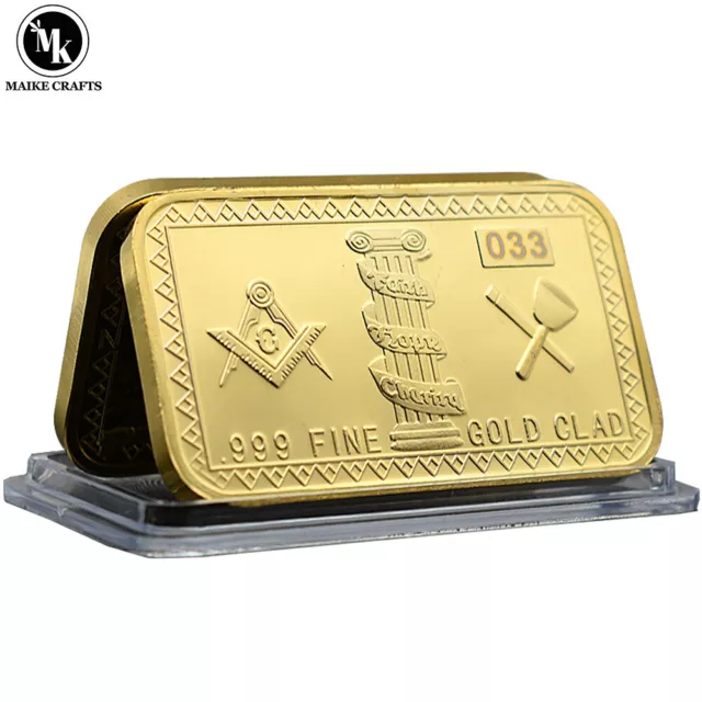 European Masonic Freemason Gold Bar Serial Number Commemorative Coin Collection