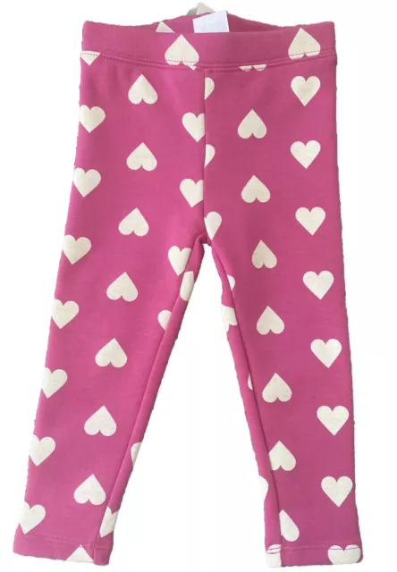 NWT - Baby Gap Pink Heart Fleece Leggings - Girl 2 Years - Retails For $34.95