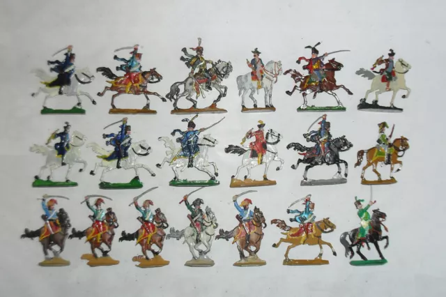 Zinnfiguren, Flachfiguren, Österreich 1740/80, Konvolut Husaren , OB!