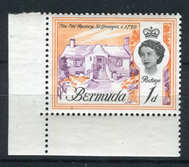 BERMUDA; 1962 early QEII issue MINT MNH unmounted 1d. Corner value