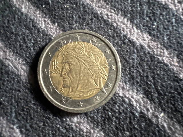 Pièce De 2 Euro Rare Italie 2002 - Dante Alighieri, Année De Frappe Fautée