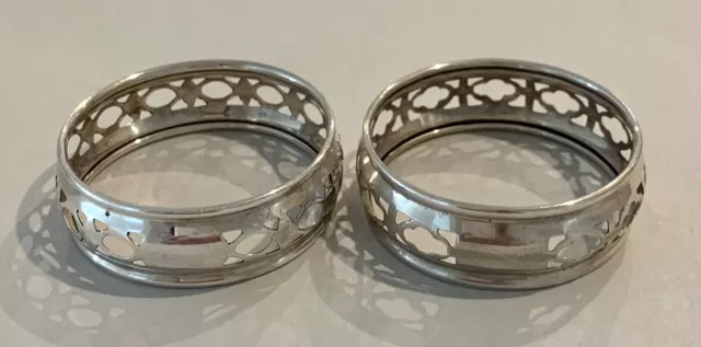 Lovely Pair of Vintage Roden Bros. Ltd. Pierced Sterling Silver Napkin Rings