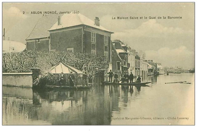 94.ALBON.n°125.ALBON INONDE.JANVIER 1910.LA MAISON SAIVE ET LE QUAI DE LA BARO