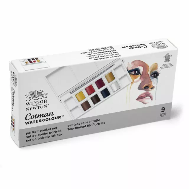Winsor & Newton Cotman Watercolour Paint PORTRAIT POCKET SET 9pc