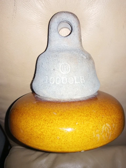 Vintage Large Round Ceramic High Voltage Suspension Power Line Insulator