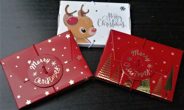 2 x Geschenk- Box- Schachtel..Geldgeschenk- Verpackung..Weihnachten..Rot + Weiß 