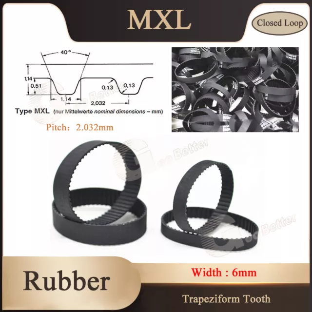 MXL Rubber Timing Belt Width 6mm Closed Loop Black Belt for Pulleys CNC 3D Print