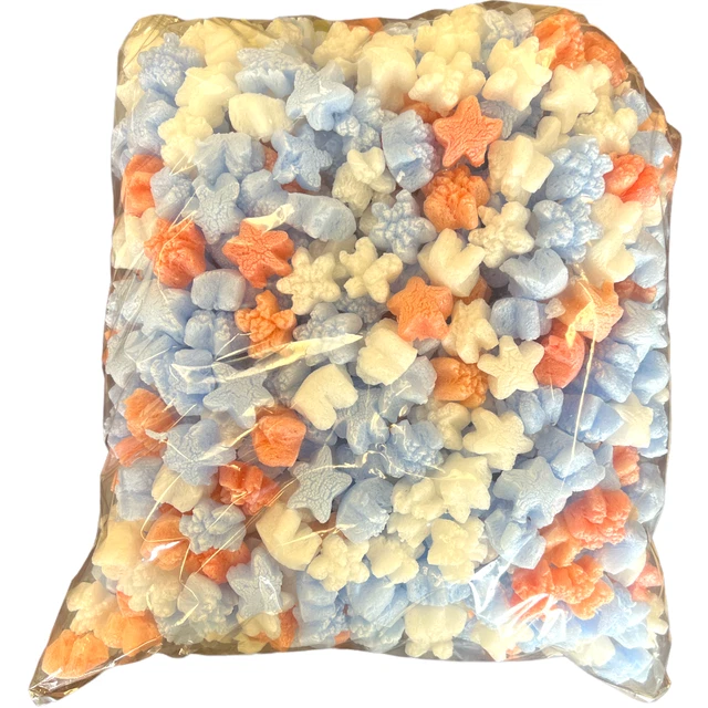 Packing Peanuts Red White Blue Star Shape Minipack .6 Cu Ft Biodegradable