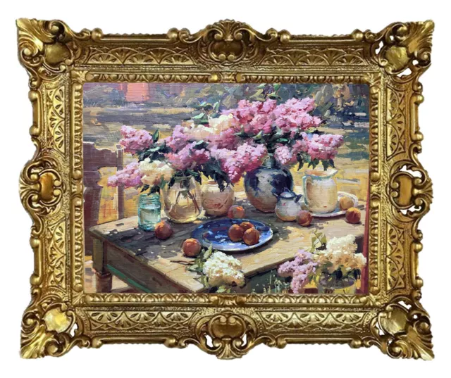 Stupendo Quadro 56x46cm - By. O Berberian Vaso - Fiori Con Hyazinthen