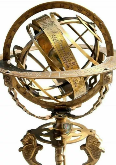 Sphère armillaire en laiton massif de 18 pouces, astrolabe nautique... 2