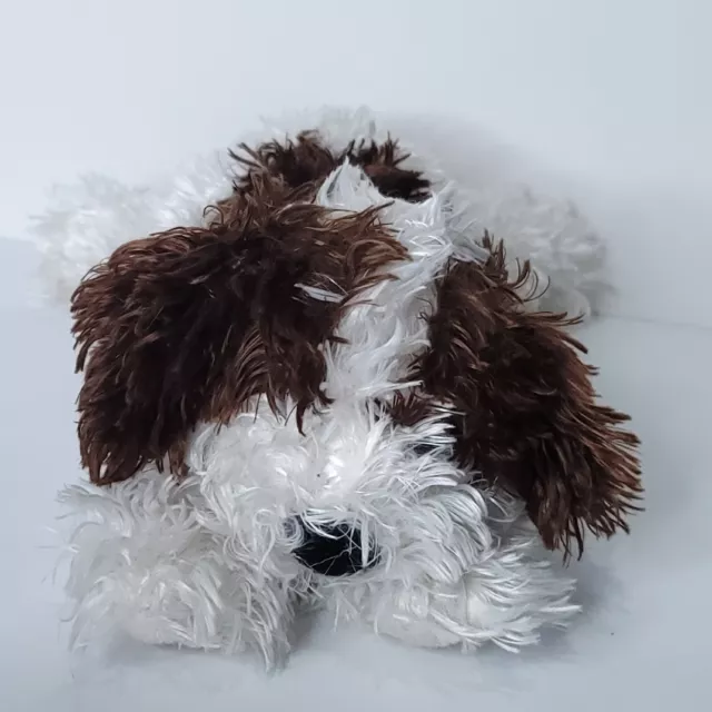 King Plush Dog Curly Fur Brown White Plush Realistic Stuffed Animal 13" L