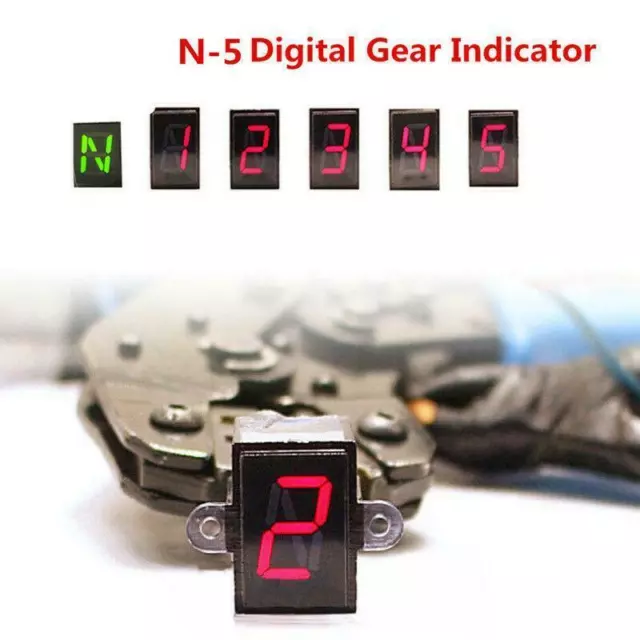 Universal N-5 Gang Motorrad Ganganzeige Rot LED Digital Anzeige Wasserdichte 12V