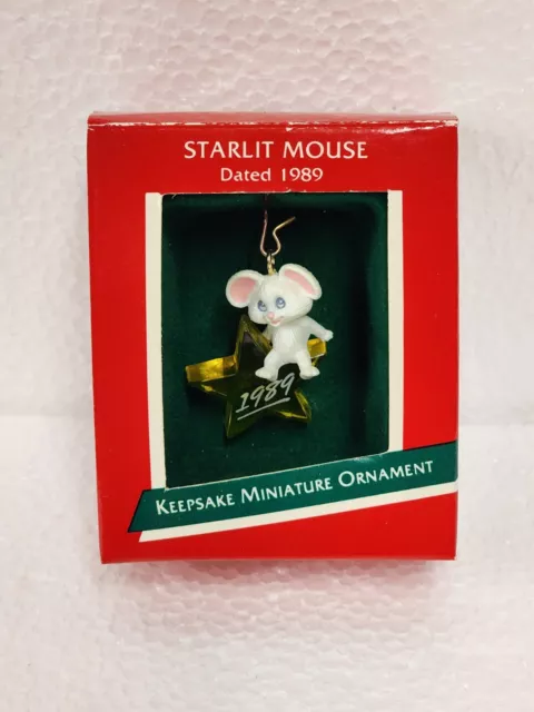 1989 Starlit Mouse ~ Sitting on Golden Star ~Hallmark Miniature Ornament Vintage