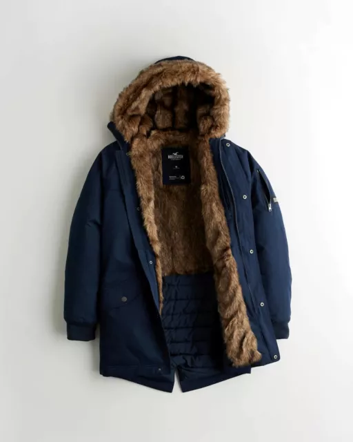 NWT HOLLISTER-ABERCROMBIE&FITCH MENS The Coastal Trail Parka Sherpa-Lined  Jacket $129.95 - PicClick