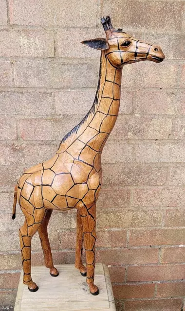 ❤️Vintage Leather Wrapped Giraffe Large 71cm Tall Statue Figurine