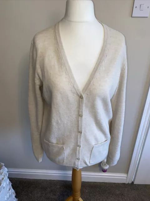 ISLE Cardigan UK 14-16 Oatmeal Merino Wool