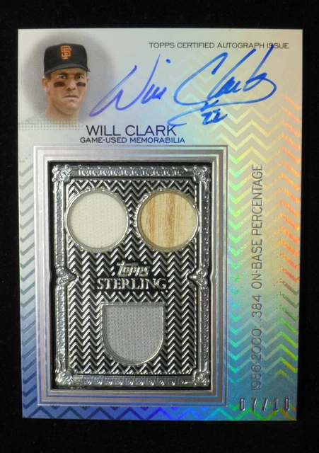 2021 Topps Sterling Blue Will Clark Bat / Jersey / On-card auto #ed /10