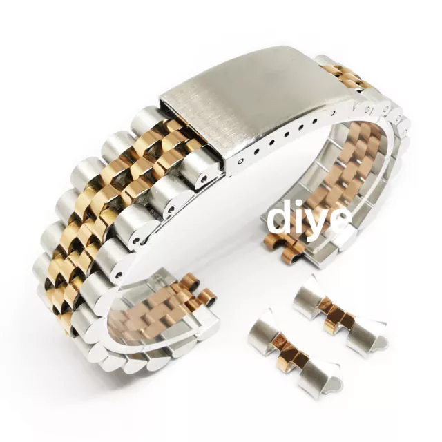 Replacement Jubilee Curved End Metal Bracelet 13mm 17mm-22mm Watch Strap Band