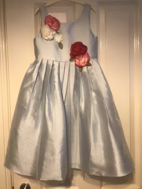 Robe bleue fleur fille mousson fille fête mousson taille 7