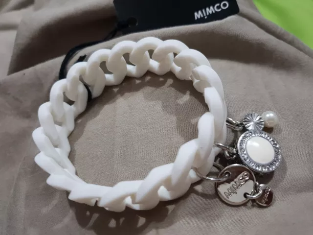 Mimco Sporto Silicon Stretch Bracelet White Silver With Crystals 💕💕💕