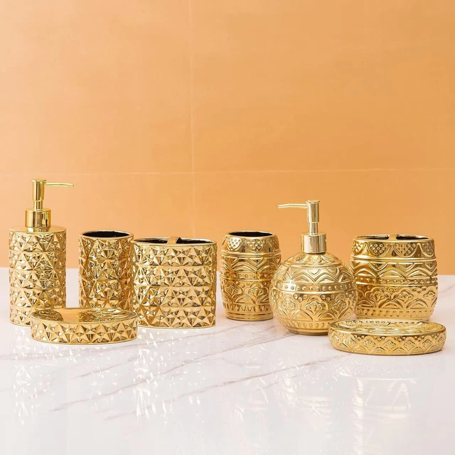 Bathroom Accessories Set,Golden Design Toothbrush Holder,Luxury Bathroom...